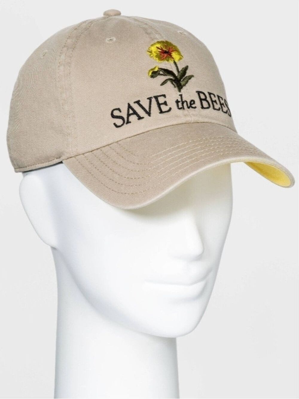 SMITHSONIAN 'SAVE THE BEES' BASEBALL CAP EMBROIDERED BEIGE ONE SIZE - Picture 2 of 15